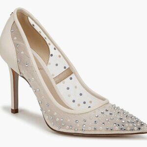 Sam Edelman Hazel Mesh Pointed Toe Crystal Bridal Heels Pumps 10